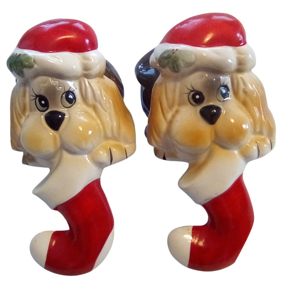 Vintage House of Lloyd,Ceramic Puppy Dog Christmas Stocking Holders,contains (2) - Picture 7 of 8